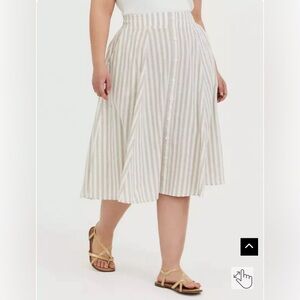 Torrid Midi Linen Button-Up Skirt size 1